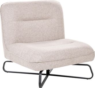 Beliani Sill&oacute;n De Tela Con Asiento Ancho Sin Brazos Decorativo Base De Metal Beige Lindal