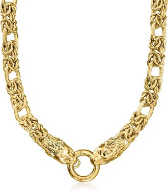 Ross-Simons Italian 14kt Yellow Gold-Plated Double Lion Head Byzantine Necklace
