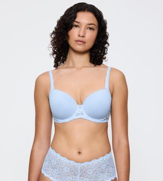 Triumph T-Shirt-BH TRIUMPH Amourette, Damen, Gr. 70, Cup E, blau (ice), Microtouch, Obermaterial: 61% Polyester, 27% Polyamid, 12% Elasthan, BHs T-Shirt-BH, S