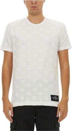 Dolce & Gabbana Logo Pattern Crewneck T-Shirt - Heren - T-shirts - Wit - XL - Tops