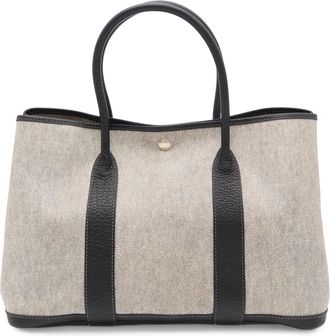 Herm&egrave;s Black Gray Toile H Handbag Shoulder Bag Tote Bag (Pre-Owned)