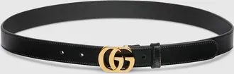 Gucci Cut GG Marmont Thin Belt, Black, Leather