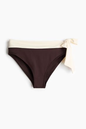 H&M Cheeky Bikinihose - Dunkelbraun/Cremefarben