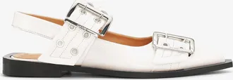 Ganni Feminine Buckle Ballerinas in Ivory - Size 10 White