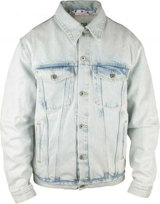 Off-white Graffiti Geborduurde Skate Denim Jas - Heren - Spijkerjassen - Blauw - S - Denim - Jassen