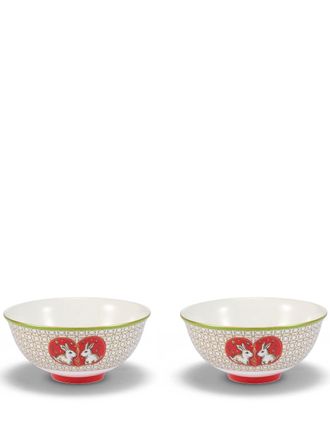 Shanghai Tang Set di 2 ciotole Shanghai Tang x Long Di Rabbit - Bianco