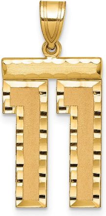 Diamond2Deal 14k Yellow Gold Large Brushed Diamond-cut Number Charm Pendant