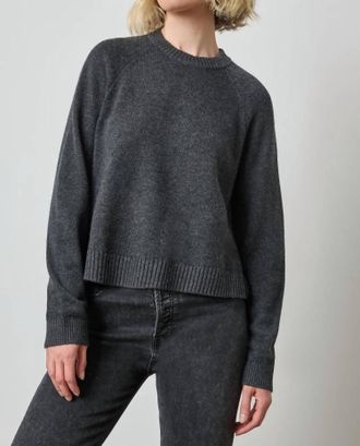 Lilla P Pleat Back Crewneck Sweater In Caviar