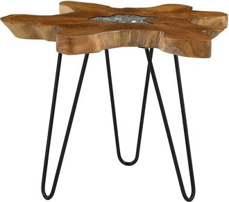 vidaXL Mesa De Centro De Madera Maciza De Teca Y Polirresina 70x45 Cm Vidaxl