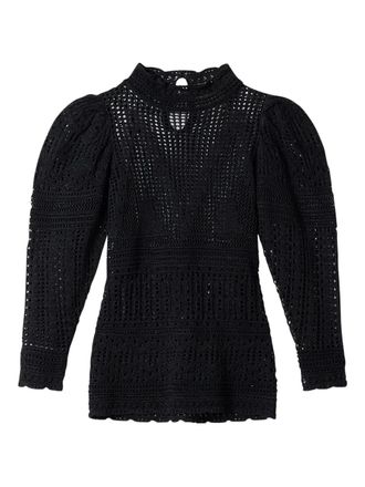 Isabel Marant x Dahara opengewerkte blouse - Zwart
