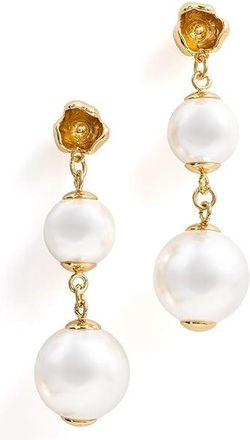 Kate Spade New York Golden Bloom Linear Womens Earrings Earring Cream/Gold, Pearl