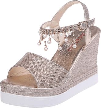 Generic Cocila Ladies Sandals High Women Fashion Shoes Causal WomenS Gold, 6 Gold For Wedge Size 4 Extra Wide Fit Baretraps Sexy Black Strappy Walking Bunion 