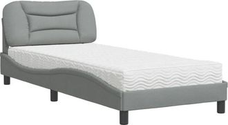 vidaXL Cama Con Colch&oacute;n Tela Gris Claro 80x200 Cm Vidaxl