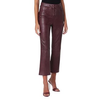 Rotate ROTATE Birger Christensen - Pantalones Capri de Cuero Acampanados - Trousers - Mujer - Marr&oacute;n - S