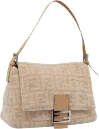 Fendi Pre-owned Vintage Wool Shoulder Bag - Dames - Vintage Schoudertas - Beige - ONE Size - Wol - Vintage