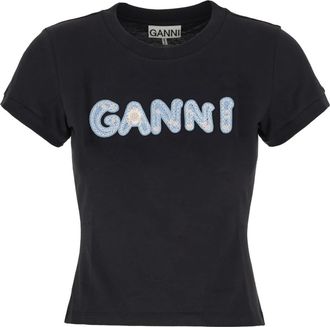 Ganni Essentials T-shirt - Dames - T-shirts - Zwart - S - Katoen - Tops