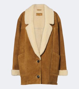 Nili Lotan Cappotto Noelle in suede con shearling