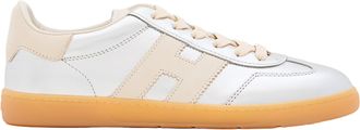 Hogan Metallic Silver Lace-Up Hogan Sneakers with Side Logo