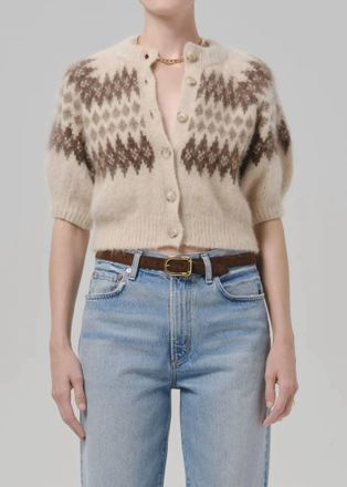 Citizens Of Humanity Molly Puff Sleeve Cardigan In Fair Isle