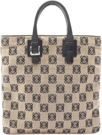Loewe Pre-owned Anagram Tote Bag - Dames - Vintage Shopper - Beige - ONE Size - Leer - Vintage