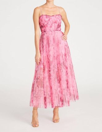 Monique Lhuillier Floral Tulle Dress In Pink
