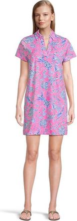 Lilly Pulitzer Dune Upf 50+ Short Sleeve Womens Dress Rousseau Pink Barefoot Beachcombers : 2XL, Polyester/Spandex