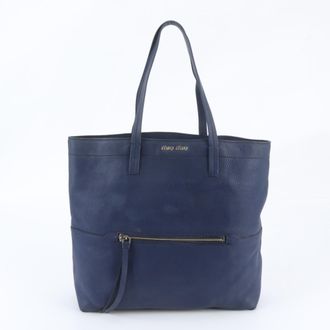 Miu Miu Navy Leather Handbag Shoulder Bag Tote Bag (Pre-Owned)
