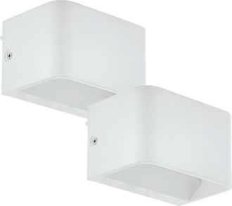 Loops 2 PACK Wall Light Colour White Box Structure Snug Fitting Bulb LED 6W Included