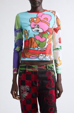Chopova Lowena Beep Beep Fitted Graphic Jersey T-Shirt in Red Multi at Nordstrom, Size X-Large