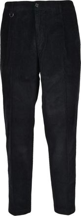 Paolo Pecora Tailored Black Corduroy Trousers with Pleated Waist and Practical Pockets