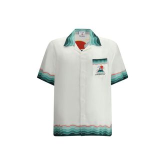 Casablanca White Silk Pattern Mens Shirt