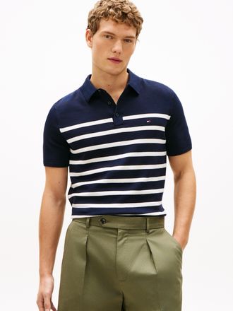 Tommy Hilfiger Poloshirt TOMMY HILFIGER ESSENTIAL COTTON KNITTED POLO, Herren, Gr. XXL, desert sky, ivory petal, Strick, Obermaterial: 100% Baumwolle, Rippb&uuml;ndchen, 