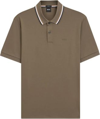 BOSS Polo con logo ricamato - Marrone
