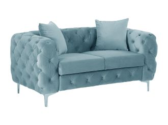 Vente-Unique Sof&aacute; 2 plazas ch&eacute;ster de terciopelo azul pastel EDWINA