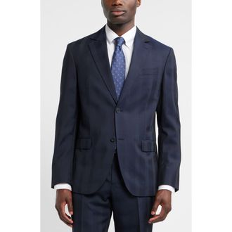 Nordstrom Anders Classic Fit Navy Shadow Plaid Virgin Wool Suit at Nordstrom, Size 54