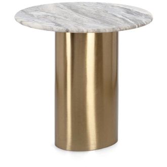 Decorspace Tavolino cadmus, piano in marmo, base in acciaio verniciata colore oro &Oslash; 45 x 44 cm
