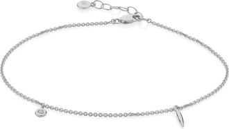 Monica Vinader Sterling Silver Siren Charm Anklet Rock Crystal