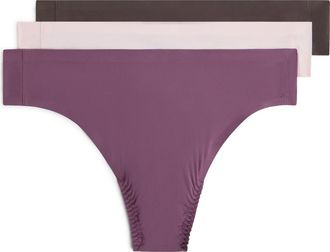 Spanx Fit-to-You Assorted 3-Pack Thongs in Pn-Rs Bd-Dk Ca at Nordstrom, Size One Size Regular