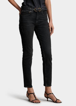 Polo Ralph Lauren Mid Rise Skinny Denim Rope Dyed Jeans In Black