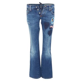 Dsquared2 washed denim patch reworked bootcut jeans