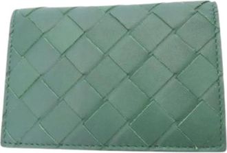 Bottega Veneta Tweedehands leren portemonnees - Heren - Vintage Accessoires - Groen - ONE Size - Leer - Vintage