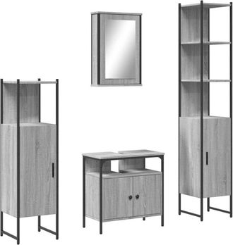 vidaXL Vidaxl - Set De Muebles De Ba&ntilde;o 4 Pzas Madera Contrachapada Gris Sonoma