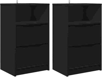 vidaXL Mesas De Noche Con Caj&oacute;n 2 Pcs Negro 40 X 30 X 467 Cm Vidaxl