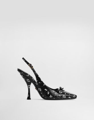 Dolce & Gabbana Floral-print Calfskin Slingback - Woman Pumps And Slingback Multicolor 37.5