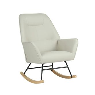 Muemue Sill&oacute;n mecedora con patas madera beige 97x77x88cm