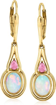 Ross-Simons Ethiopian Opal and. Pink Tourmaline Drop Earrings in 18kt Gold Over Sterling
