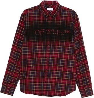 Off-white Plaid Pattern Button-Up Shirt