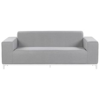 Beliani Sof&aacute; 3 Plazas De Poli&eacute;ster Gris Claro Blanco Patas Metal Interior Exterior Rovigo
