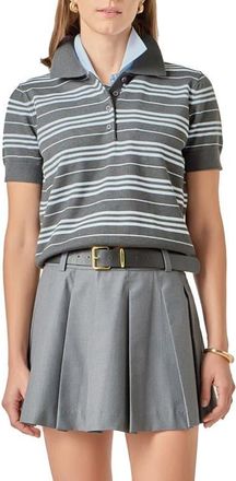 English Factory Stripe Polo Sweater in Charcoal/P.blue at Nordstrom, Size X-Small