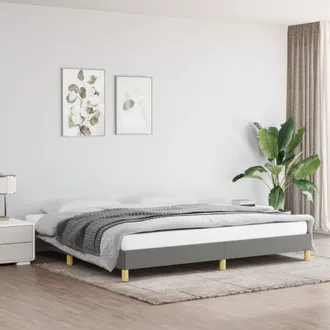 vidaXL Cama Sin Colch&oacute;n Tela Gris Oscuro 200x200 Cm Vidaxl